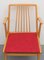 Beech and Red Leatherette Armchair, 1950s 9