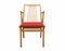 Armlehnstuhl aus Buche & rotem Kunstleder, 1950er 1