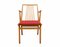 Beech and Red Leatherette Armchair, 1950s, Image 1
