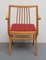 Beech and Red Leatherette Armchair, 1950s 3