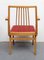 Beech and Red Leatherette Armchair, 1950s 2