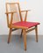 Beech and Red Leatherette Armchair, 1950s 7