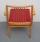 Beech and Red Leatherette Armchair, 1950s 4