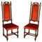 19th Century Italian Hand Carved Walnut Hall Chairs Attributed to Cadorin, Set of 2 1