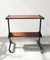 Mid-Century Black Steel Trolley with Veneer Panels and Gold Border, 1950s, Image 2