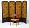 Large Oak Folding Screen with Otori Weave Fabric, 1920s 2