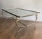 Large French Brushed Steel & Brass Coffee Table with Horse Heads & Shoes in Style of Maison Jansen, 1970s 1