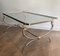 Large French Brushed Steel & Brass Coffee Table with Horse Heads & Shoes in Style of Maison Jansen, 1970s, Image 1
