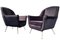Mid-Century Italian Midnight Blue Velvet Lounge Chairs in the Style of Gio Ponti, 1950s, Set of 2 1