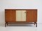 Teak Sideboard mit Bezug aus Stoff und Messing von Ilmari Tapiovaara für La Permanente Mobili Cantù, 1960er 1