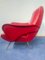 Italienische Mid-Century rote Vinyl Sessel im Stil von Nino Zoncada, 1950er, 2er Set 6