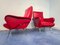 Mid-Century Italian Red Vinyl Lounge Chairs in the Style of Nino Zoncada, 1950s, Set of 2 3