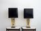 Gold Table Lamps with Black Shades by Philippe Cheverny, 1970s, Set of 2 1