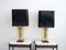 Gold Table Lamps with Black Shades by Philippe Cheverny, 1970s, Set of 2 2