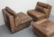 Brown Leather Patchwork Lounge Chairs and Stool, 1970s, Set of 3 11