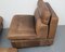 Brown Leather Patchwork Lounge Chairs and Stool, 1970s, Set of 3 6