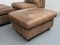 Brown Leather Patchwork Lounge Chairs and Stool, 1970s, Set of 3 4