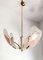 Mid-Century Pink and White Opaline Glass and Brass Ceiling Lamp Attributed to Stilnovo 1