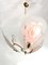 Mid-Century Pink and White Opaline Glass and Brass Ceiling Lamp Attributed to Stilnovo, Image 4