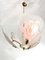 Weiße Mid-Century Deckenlampe aus Opalglas und Messing in Rosa und Weiß, die Stilnovo zugeschrieben wird 4