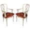 19th Century Baroque Style Italian Lacquered and Gilded Lounge Chairs, Set of 2 1