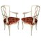 19th Century Baroque Style Italian Lacquered and Gilded Lounge Chairs, Set of 2, Image 1