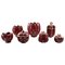 Gilded Collection of Red Rubin Ceramics with Red Glaze from Upsala-Ekeby, 1930s, Set of 7 1