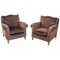 Fauteuils Vintage en Velours Marron, 1980s, Set de 2 1