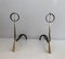 Italian Modernist Bronze & Wrought Iron Andirons, 1950s, Set of 2, Image 2