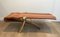 Italian Thick Wood & Gilt Brass Coffee Table with 2 Arms Holding the Wooden Top, 1970s, Image 1