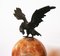 Round Full Moon Shape Alabaster Table Lamp with Bronze Eagle, 1920s 3