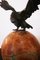 Round Full Moon Shape Alabaster Table Lamp with Bronze Eagle, 1920s 10