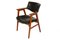 Swedish Leather and Teak Desk Chair by Erik Kirkegaard, 1960s, Image 1