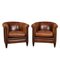Vintage Dutch Sheepskin Leather Tub Chairs, Set of 2, Image 1
