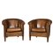 Vintage Dutch Sheepskin Leather Tub Chairs, Set of 2 1