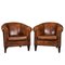 Vintage Dutch Sheepskin Leather Tub Chairs, Set of 2, Image 1