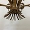 Wheat Sheaf Leaf Gold Gilt Chandelier, 1960s, Image 6