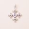 Vintage Silver Garnet Rhinestones Cross Necklace Pendant 2