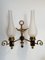 Neoclassical Gilt Bronze and Black Sconces, 1940s, Set of 2 1