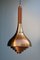 Minimalist Sculptural Copper, Wood, and Brass Ceiling Lamp from Lumi Milano, 1950s 1