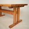 Mid-Century Brutalist French Solid Pine Trestle Dining Table, 1970s 8