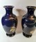 Blau Glasierte Steingut Vasen von Gustave Asch für Sainte-Radegonde, 2er Set 3