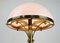 Mid-Century Art Deco Messing Opalglas Mushroom Tischlampe 10