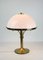 Mid-Century Art Deco Brass Opaline Mushroom Table Lamp 13