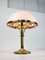 Mid-Century Art Deco Brass Opaline Mushroom Table Lamp 6