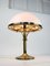 Mid-Century Art Deco Messing Opalglas Mushroom Tischlampe 6