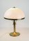 Mid-Century Art Deco Brass Opaline Mushroom Table Lamp 3