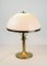 Mid-Century Art Deco Brass Opaline Mushroom Table Lamp, Image 3
