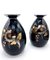 Vases Art Deco en Céramique Noire, Argent, Rouge et Or par Charles Catteau pour Boch Frères, 1933, Set de 2 2