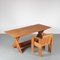 Italian Crate Desk with Chair by Gerrit Rietveld for Cassina, 1970s, Set of 2 2